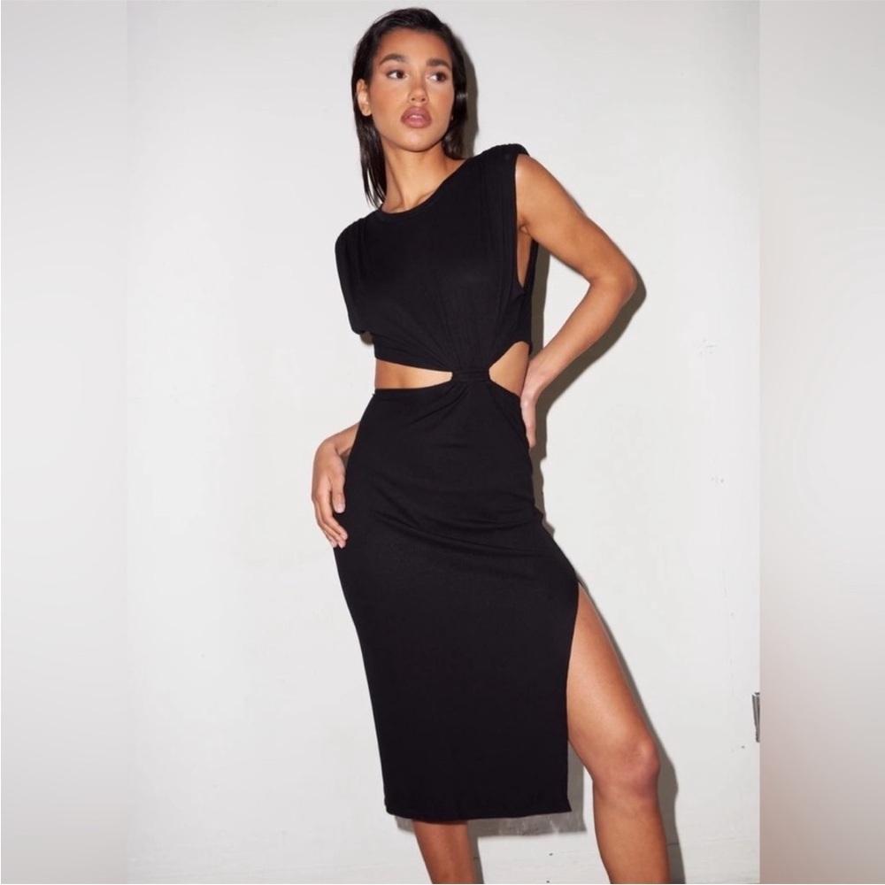 NWT Anthropologie LNA Tailor Dress Black Rib Size L